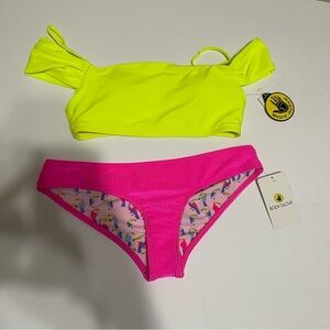 Body Glove Bright Yellow and Pink Bikini small top xsmall bottoms